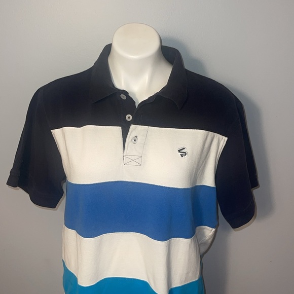 South Pole men’s short sleeve striped polo shirt. Large. 100% cotton. - Picture 2 of 8